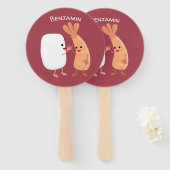 Éventail Cute sushi riz crevettes amis dessin animé (Devant et derrière)