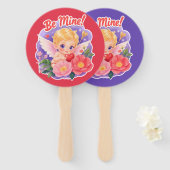 Éventail Cute Valentine's Day Cupid with "Be Mine" (Devant et derrière)