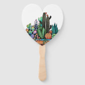 Éventail Cute Watercolor Cactus Garden (Dos)