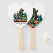 Éventail Cute Watercolor Cactus Garden (Devant et derrière)