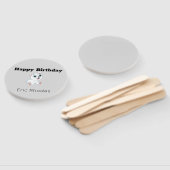 Éventail Cute white polar bear on gray birthday (Non-assemblé)