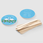 Éventail Cygnes blancs et nénuphars Mariage Personnalisé (Non-assemblé)