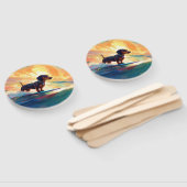 Éventail Dachshund Beach Surf Peinture (Non-assemblé)