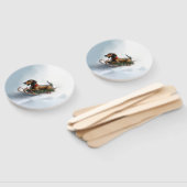 Éventail Dachshund hiver neige de Noël (Non-assemblé)