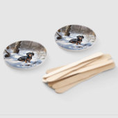 Éventail Dachshund Qu'Il Neige Noël (Non-assemblé)