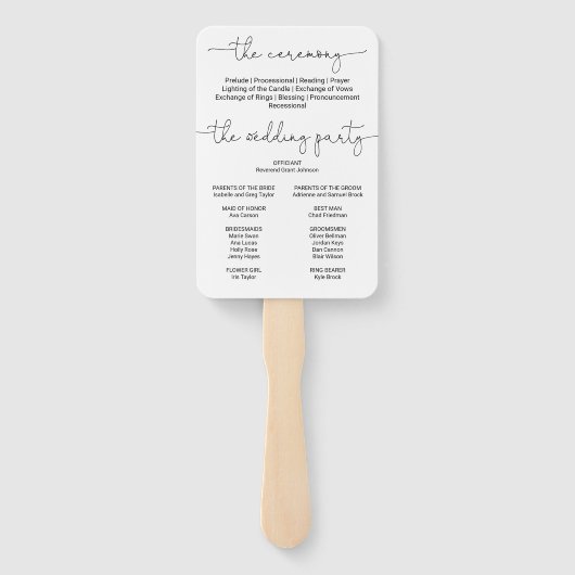 Éventail Dainty Elegance Wedding Programme (Dos)