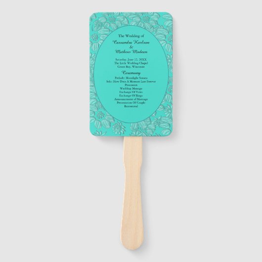 Éventail Daisies romantiques Floral Turquoise Programme de (Devant)