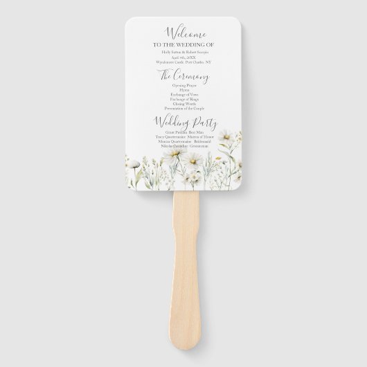 Éventail Daisy Fleur sauvage Wedding Programme (Devant)