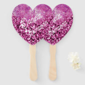 Éventail Dancin' Romancin' Cœur Rose (Devant et derrière)