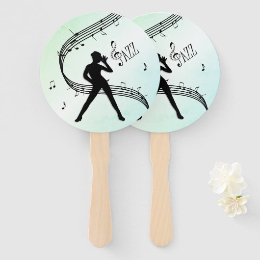 Éventail Danse Jazz Musique Verte (Devant et derrière)