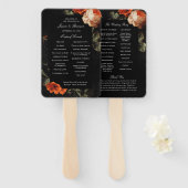 Éventail Dark Romantic Floral Rose Programme de mariage née (Devant et derrière)