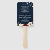 Éventail de main de programme de mariage bleu mari (Dos)