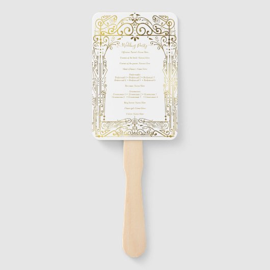 Éventail de main de programme de mariage chic déco (Dos)