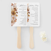 Éventail de main de programme de mariage Feuilles (Devant et derrière)