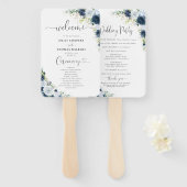 Éventail de main de programme de mariage floral bl (Devant et derrière)