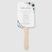 Éventail de main de programme de mariage floral bl (Dos)