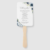 Éventail de main de programme de mariage floral bl (Dos)