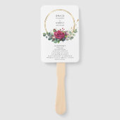 Éventail de main de programme de mariage Rose Roug (Devant)