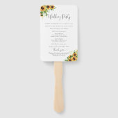 Éventail de main de programme de mariage tournesol (Dos)