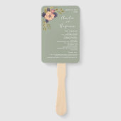 Éventail de main de programme de mariage vert saug (Devant)