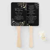 Éventail de main pour programme de mariage noir (Devant et derrière)