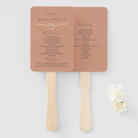 Éventail de mariage en terre cuite simple (Devant et derrière)