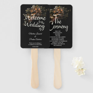 Éventail de mariage floral vintage sombre
