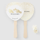 ÉVENTAIL DE MARIAGE moderne élégant confettis doré (Devant et derrière)