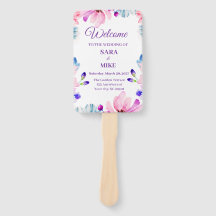 Éventail de mariage personnalisé à fleurs aquarell