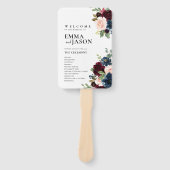 Éventail de programme de mariage à la main floral (Devant)