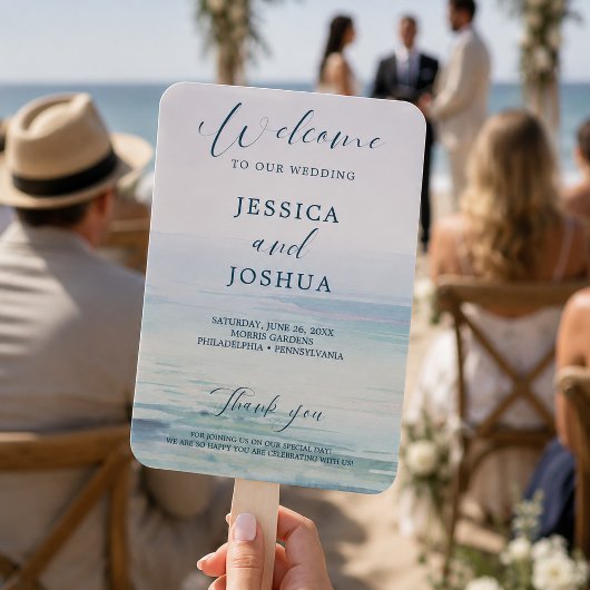 Éventail de programme de mariage à la plage