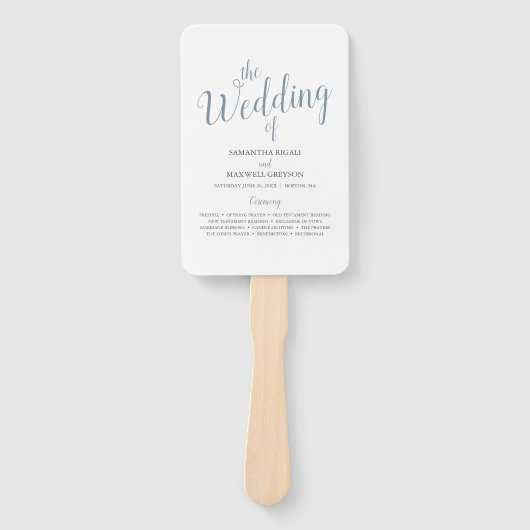 Éventail de programme de mariage à typographie sim (Devant)