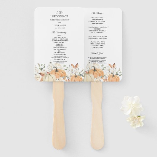 Éventail de programme de mariage automnal rustique (Devant et derrière)