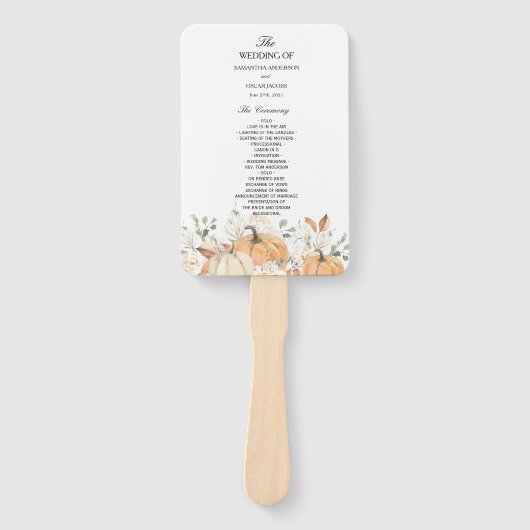 Éventail de programme de mariage automnal rustique (Devant)