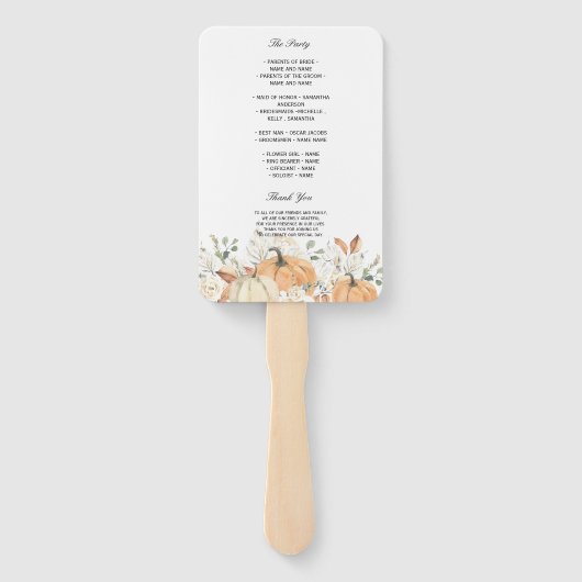 Éventail de programme de mariage automnal rustique (Dos)