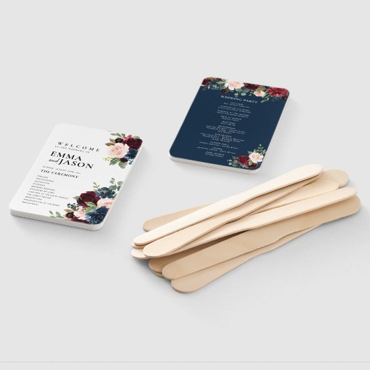 Éventail de programme de mariage bohème floral bur (Non-assemblé)