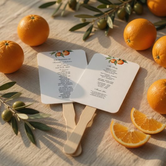 Éventail de programme de mariage Citrus | Orange m