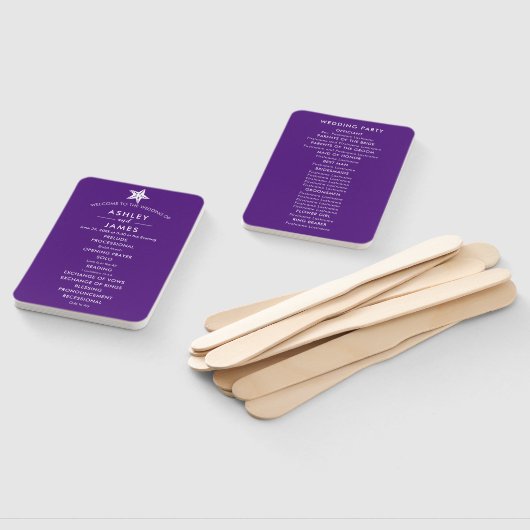 Éventail de programme de mariage de plage de coule (Non-assemblé)