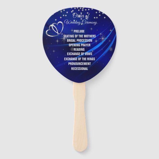 Éventail de programme de mariage Diamants et Cœurs (Devant)