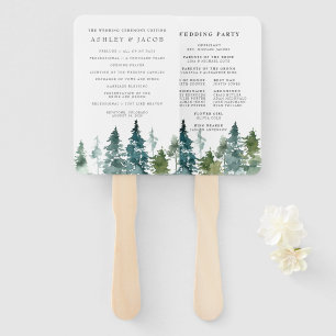 Éventail de programme de mariage en forêt de pins