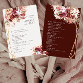 Éventail de programme de mariage floral en bois de