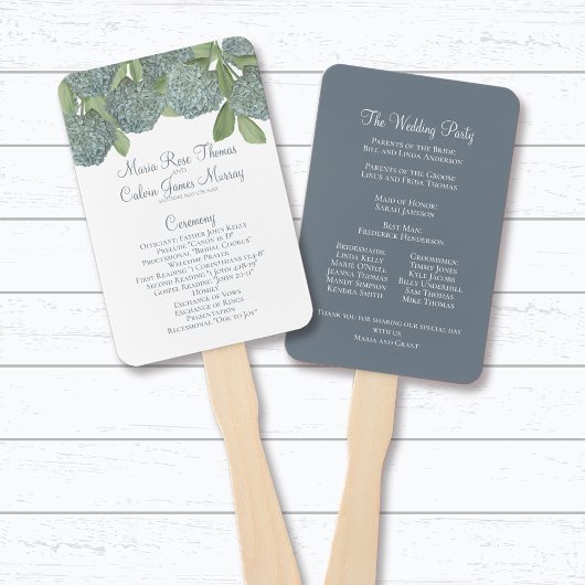 Éventail de programme de mariage floral Hydrangea