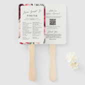 Éventail de programme de mariage floral rose roman (Devant et derrière)