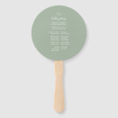 Éventail de programme de mariage floral vert sauge (Dos)