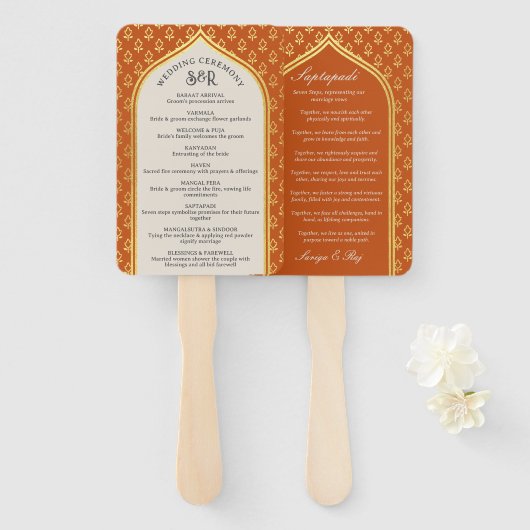Éventail de programme de mariage indien hindou Sap (Devant et derrière)