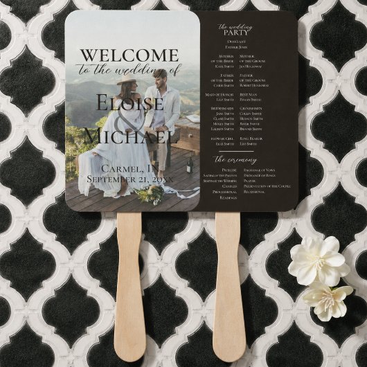 Éventail de programme de mariage marron rustique a
