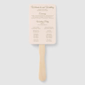 Éventail de programme de mariage rose romantique e (Dos)