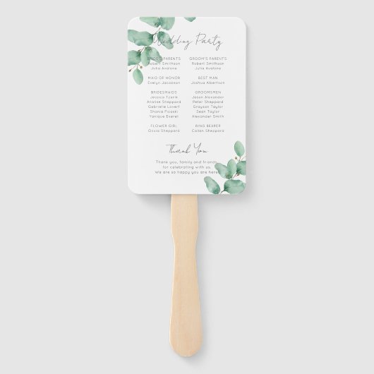 Éventail de programme de mariage simple minimalist (Dos)