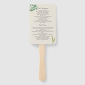 Éventail de programme de mariage Vert végétal Or (Dos)