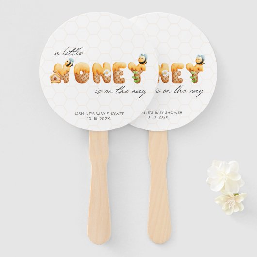 Éventail Décor Baby shower Little Honey Bee (Devant et derrière)